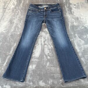 American Eagle Kick Boot Super Stretch Jeans Dark Wash Blue Womens 8 L Mid Rise